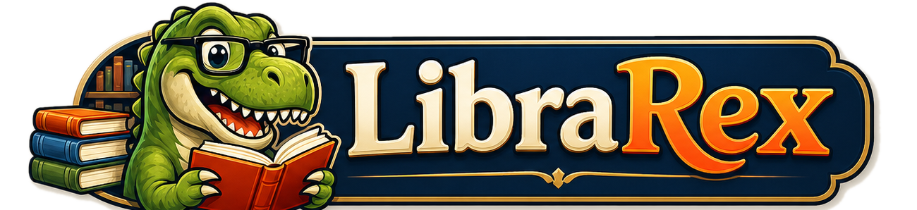 LibraRex T-Rex reading a book logo