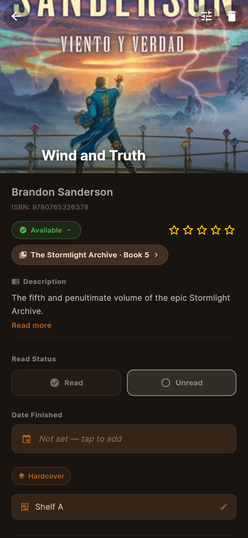 Book detail screen