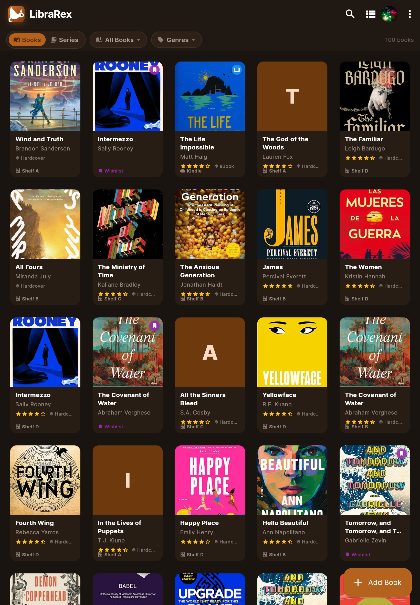 Book library grid view