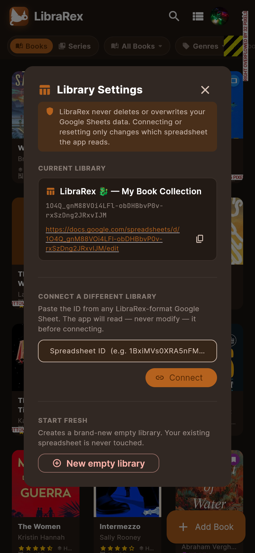 Library Settings dialog